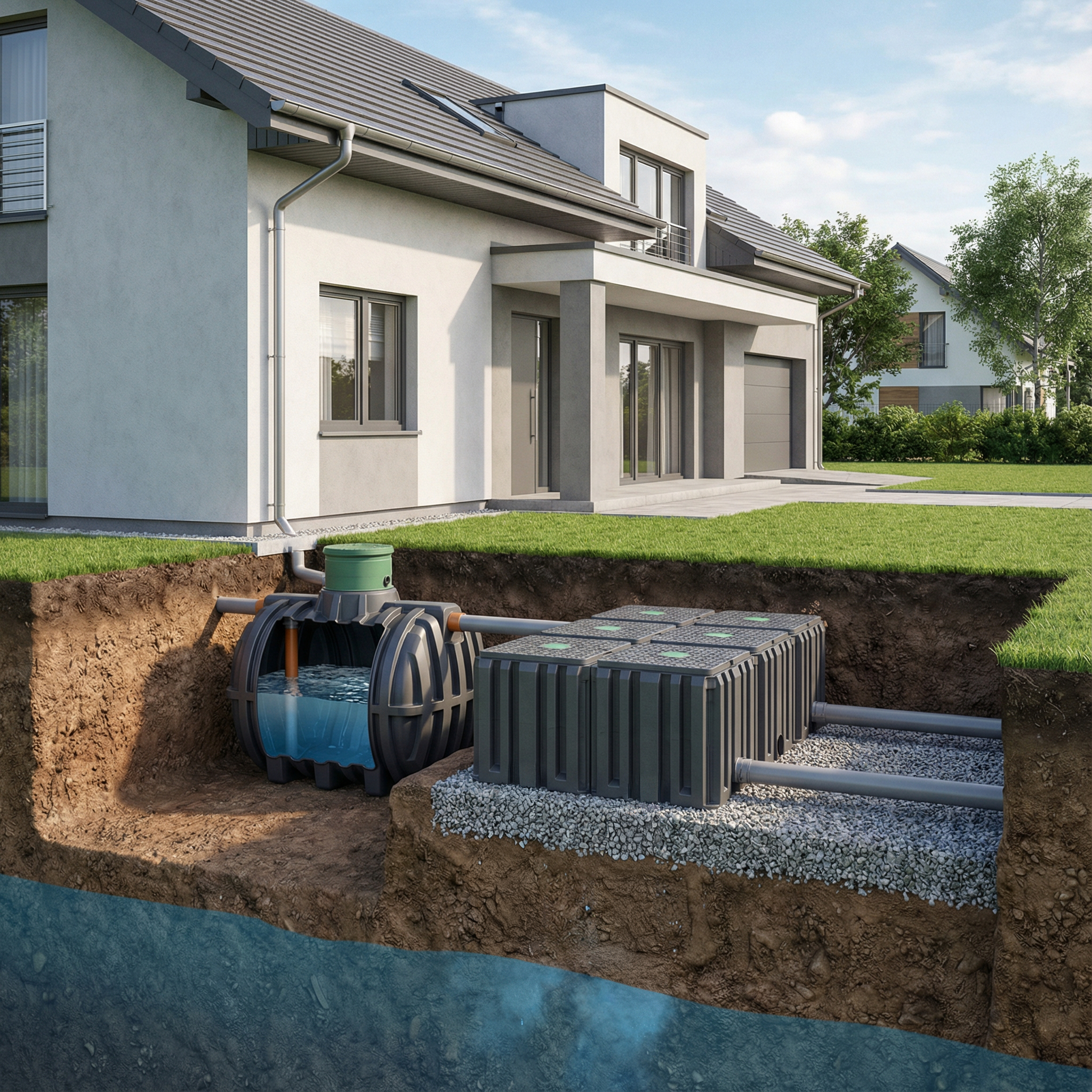 Deszczówka na działce z gliną i wysoką wodą gruntową