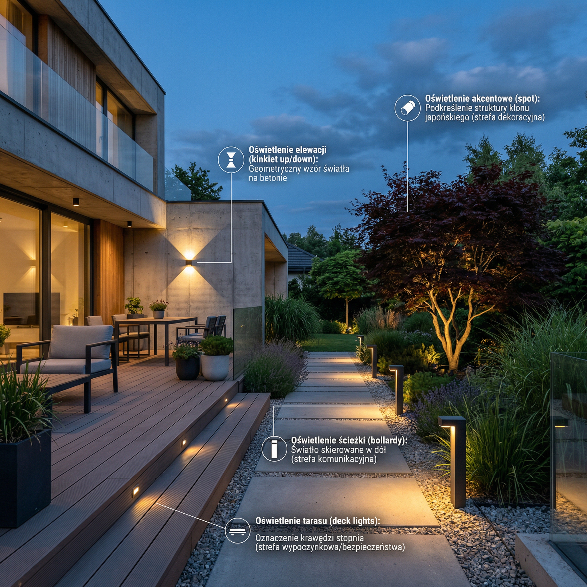 Nowoczesne oświetlenie ogrodowe